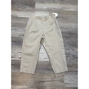 Vintage 90s Basic Views Cropped Pants Tan Beige Classic Stretch Capri NWT 8